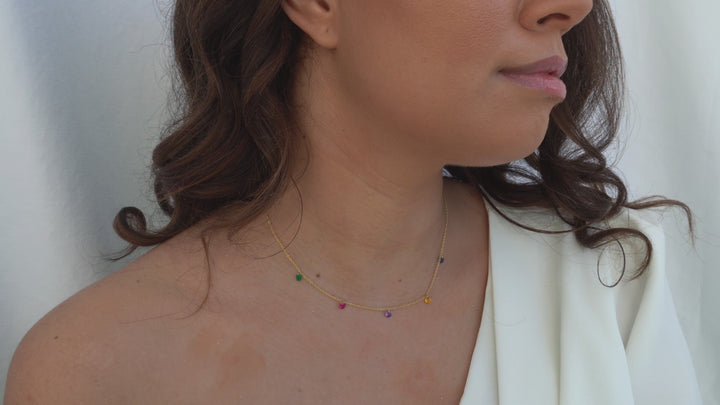 Crystal Rainbow Gold Necklace 