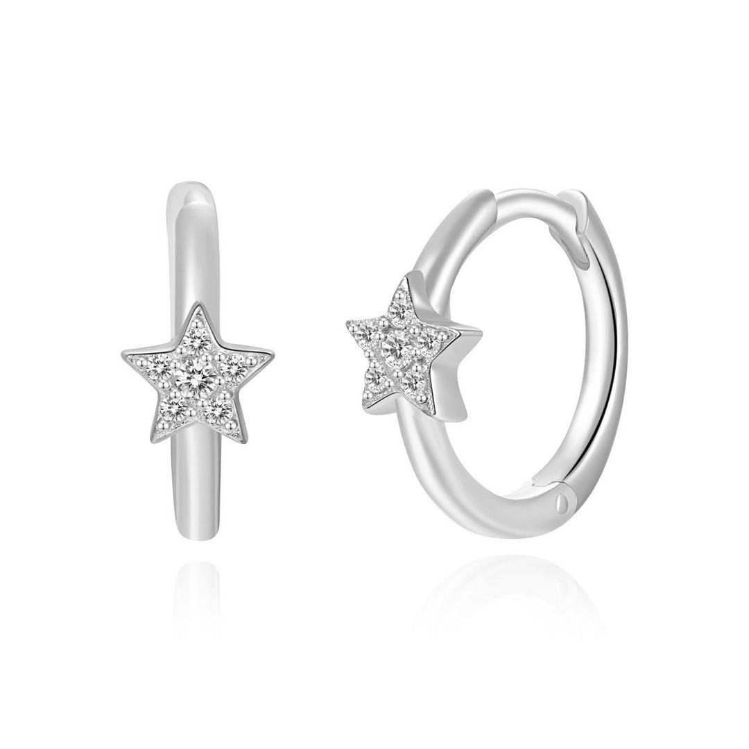 CZ Star Silver Huggie Earring