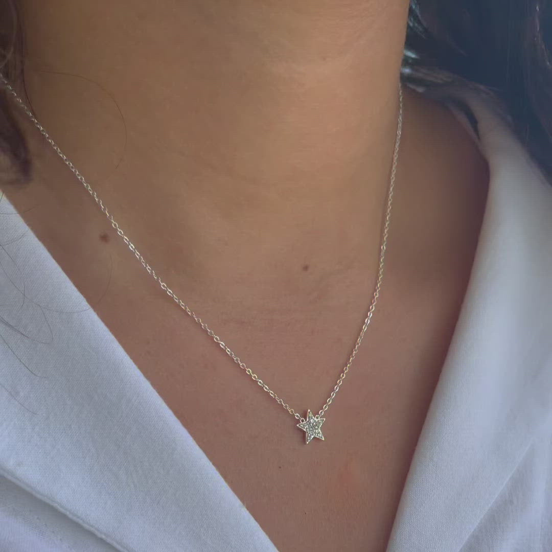 CZ Star Pendant Silver Necklace