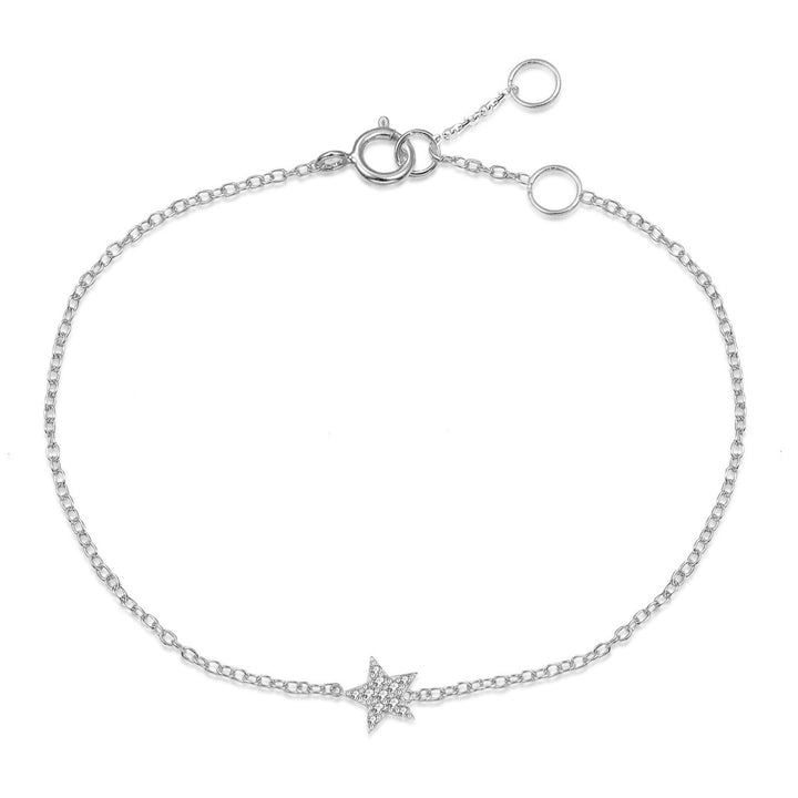Bellaboho Cubic Zirconia Star Charm Silver Bracelet