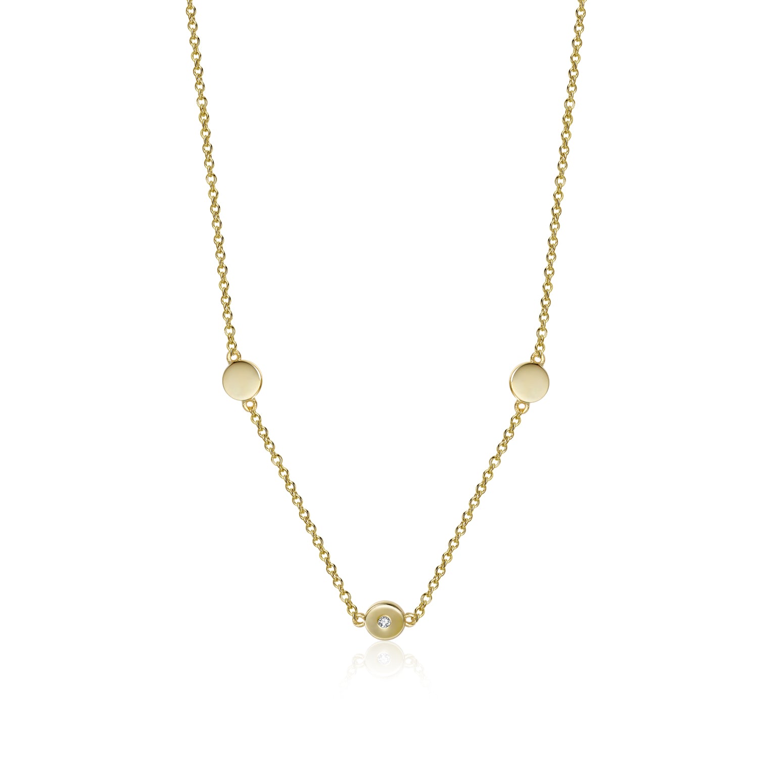AEIWO 18K YELLOW GOLD PLATED DOT DASH BALL BEAD CHAIN NECKLACE 44.5cm  ACCESSORY | eBay