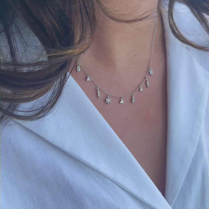 Boho Multi-Charm Silver Necklace