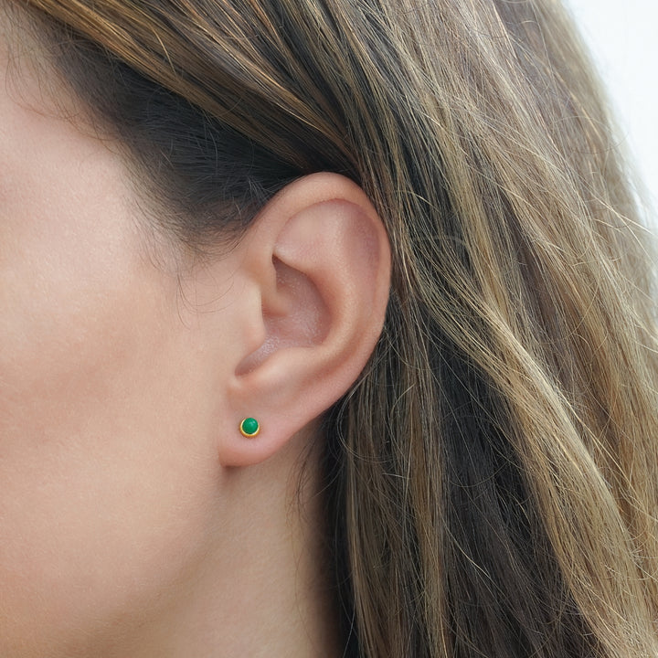 Bellaboho 18K Vermeil Green Quartz Stud Earrings