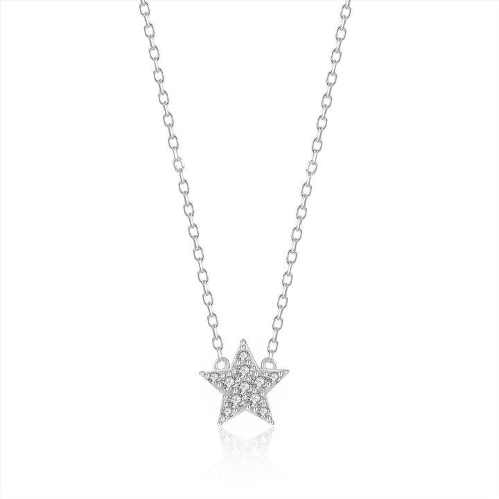 CZ Star Pendant Silver Necklace