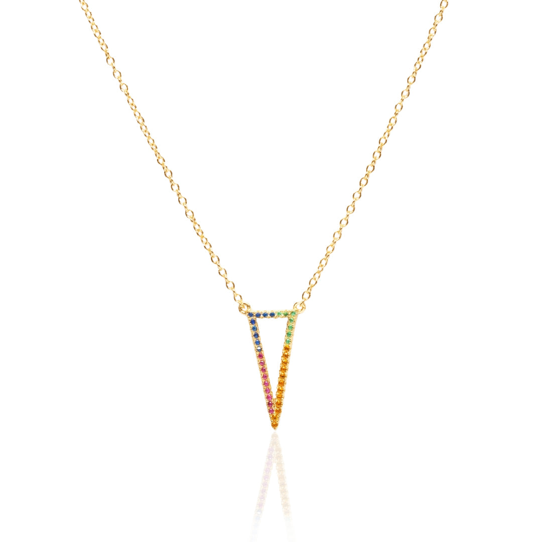 Bellaboho 18K Gold Vermeil Chevron Rainbow Necklace