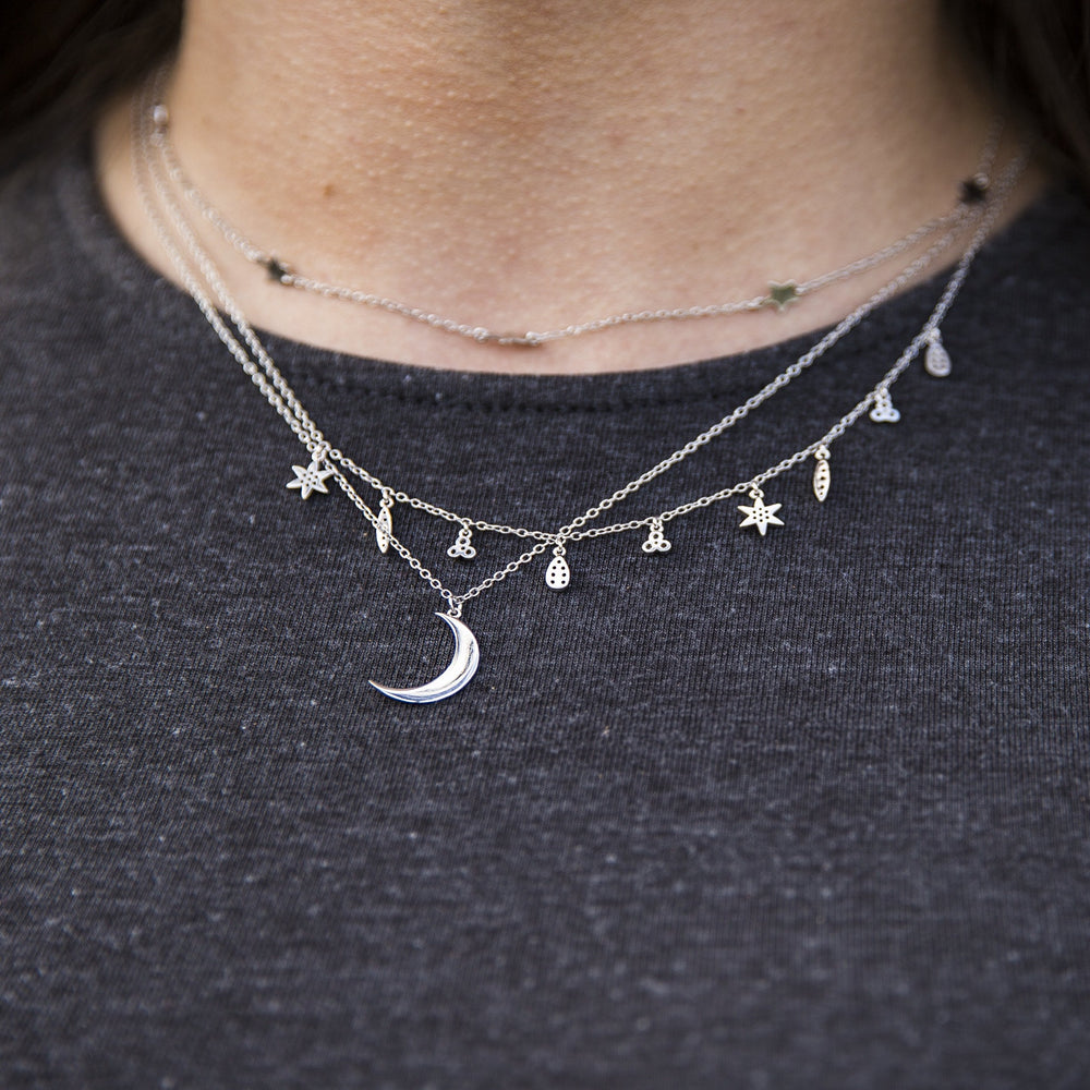 Bellaboho Simple Crescent Moon Silver Necklace
