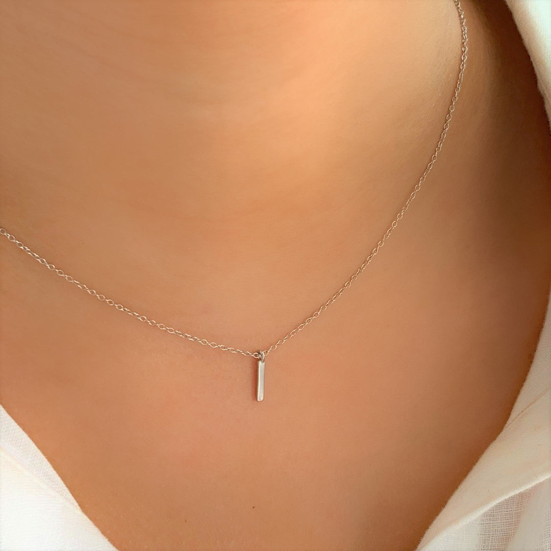 Vertical Bar Silver Necklace