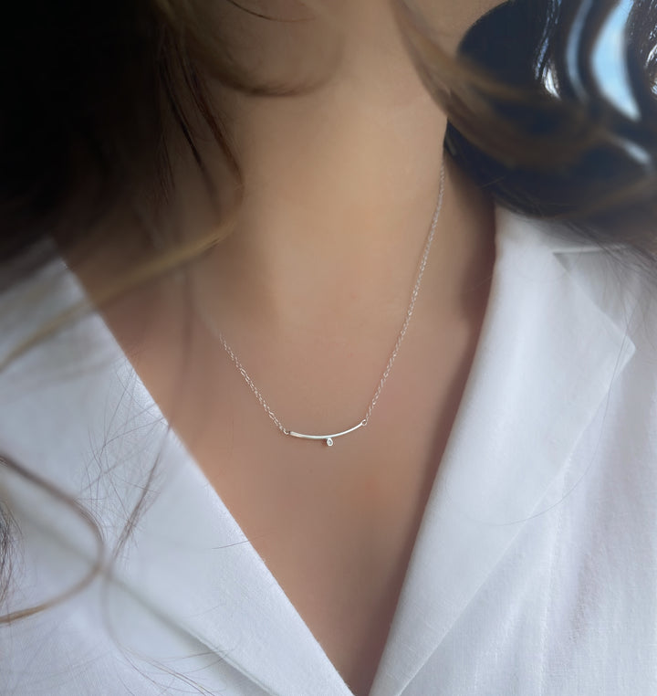 Essential Minimalist Bar Silver Necklace