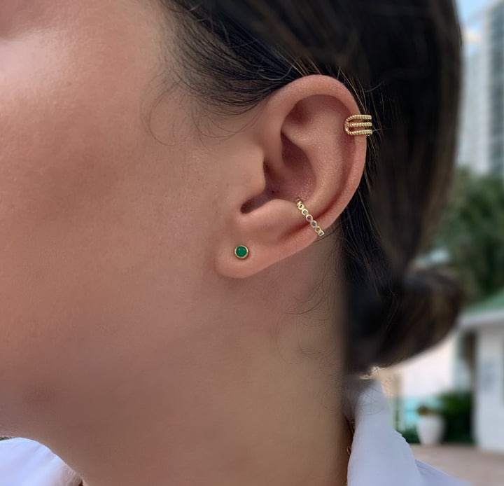 Green Quartz Silver Stud Earrings