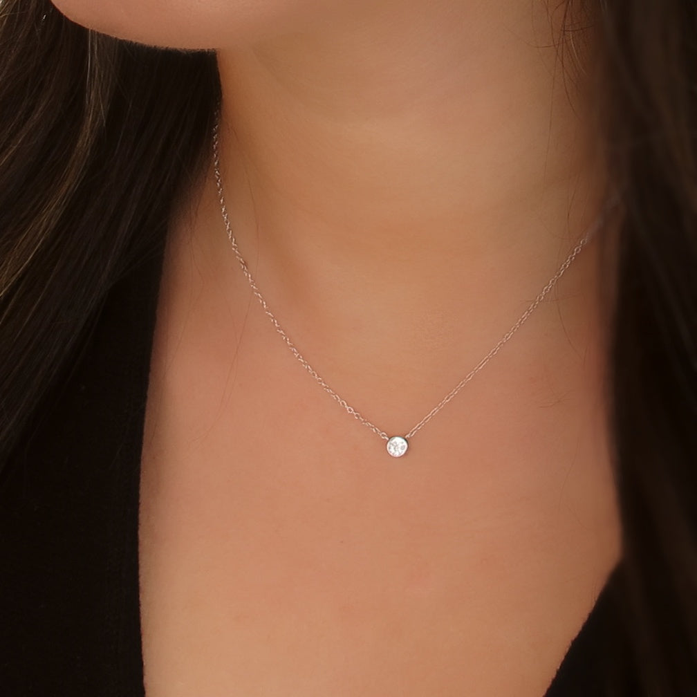 Solitaire  Silver Necklace