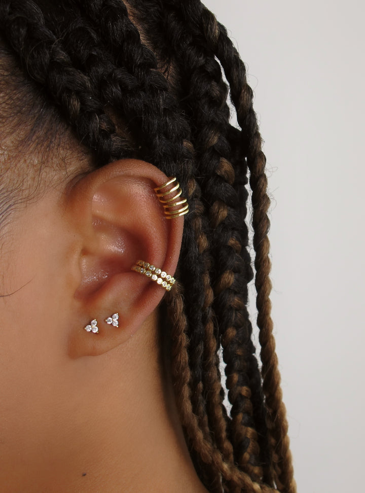 CZ Lotus Stud Earrings